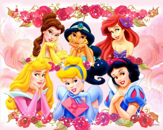 Princesses pink flowers roses group - a group of princesses free wallpaper