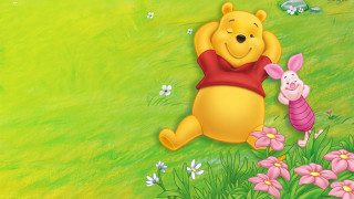 Pooh bunny flower field butterfly - a pig free wallpaper