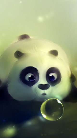 Panda bear bubble mouth eyes 2 - a digital painting free wallpaper for mobile