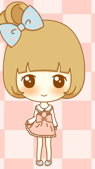 Cartoon girl big bow dress - pop surrealism free wallpaper for mobile