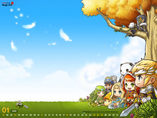 Cartoon group people tree sky - a cartoon of a group free wallpaper