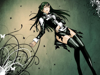 Woman black white outfit flying - leg free wallpaper