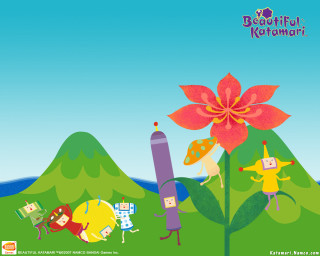 Cartoon flower people field mountain - a storybook illustration free wallpaper