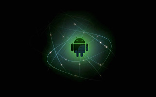 Green android logo black background 2 - android free wallpaper