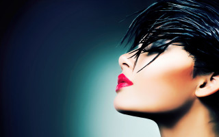 Gothic photorealistic fashion blackhair redlips - red lipstick free wallpaper