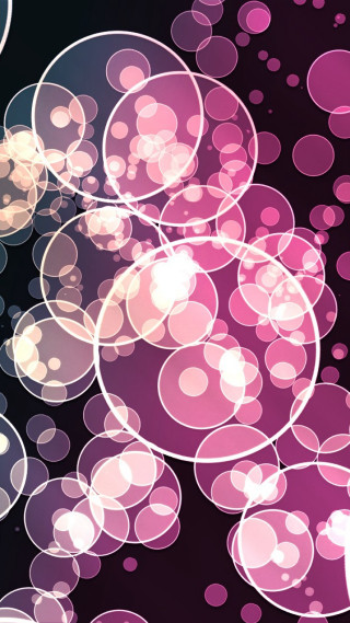 Bubbles floating black background pink - generative art free wallpaper for mobile