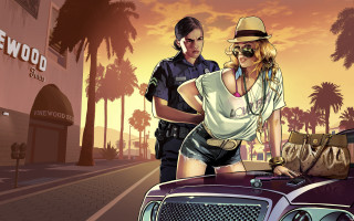 Woman hat man police uniform - in gta v free wallpaper