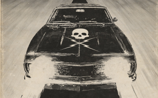 Car skull crossbones hood black - drawing free wallpaper