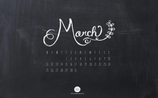 Chalkboard calendar march white chalk - a floral design free wallpaper for desktop