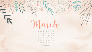 March calendar floral watercolor pink - a floral design free wallpaper for desktop