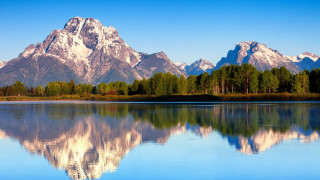 Mountain range reflection lake trees - tree and mountains free wallpaper for desktop
