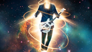 Man guitar space background colorful - a guitar free wallpaper