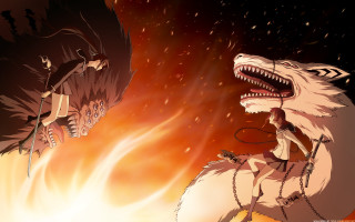 Animals fire chains growling couple - a couple of animals free wallpaper