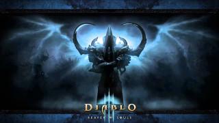 Dark blue demon horns head - blue background free wallpaper