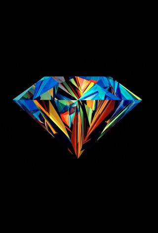 Colorful diamond black background holography - diamond free wallpaper for mobile