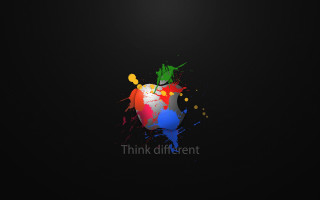 Apple logo paint splash think - side and the words free wallpaper for desktop