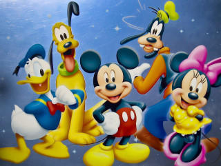 Cartoon characters group blue background 11 - a group of cartoon characters free wallpaper
