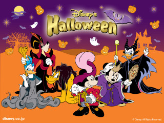 Cartoon witches halloween pumpkin background - disney free wallpaper