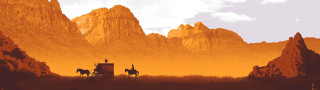 Man horse desert mountains sky - western comic book art free wallpaper for desktop