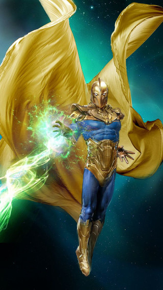 Man gold suit flying green - vfx free wallpaper for mobile