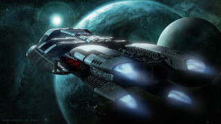 Space ship planet star light - a planet free wallpaper