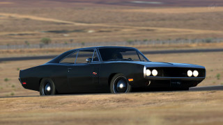 Black muscle car desert road - a road in the desert free wallpaper