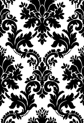 Black white damask pattern large 3 - rococo free wallpaper for mobile