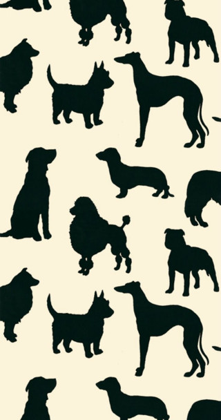 Black white silhouette dogs border - free dogs wallpaper for mobile