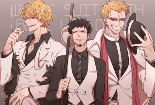 Three men suits umbrellas smoking - umbrella free wallpaper