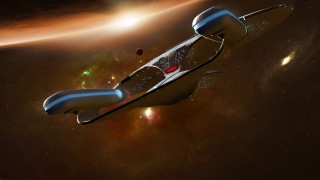 Spaceship flying star filled sky 2 - sci fi free wallpaper