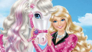 Barbie horse pink dress sky - a sky background behind her free wallpaper