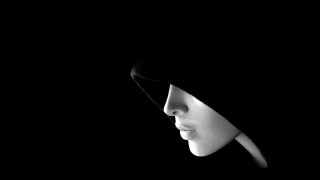 Woman dark background white mask 2 - a womans face free wallpaper for desktop