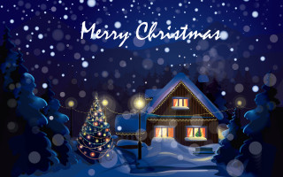 Christmas card house tree snow - a christmas card free wallpaper