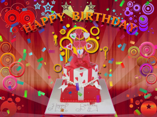 Birthday cake red bow confetti - a happy birthday free wallpaper