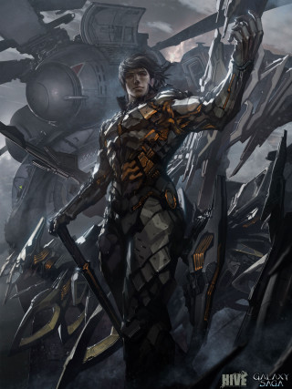 Man holding sword giant robot - huge free wallpaper for mobile