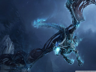 Dragon blue lights flying dark 4 - a dragon free wallpaper for desktop