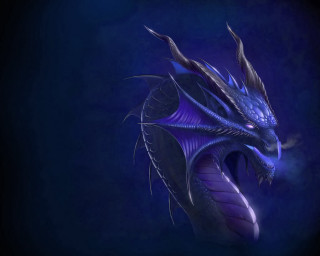 Blue dragon large horns sharp - large horn free wallpaper