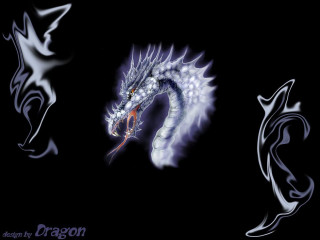 Dragon white designs black background - a dragon free wallpaper
