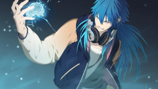 Man blue hair headphones crystal - free new year wallpaper for desktop