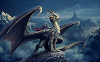 Dragon redcape mountain castle background - a dragon free wallpaper for desktop