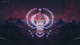 Digital owl skull star mountain - redshift free wallpaper for desktop
