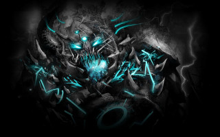 Black blue demonic face numbers - league of legends concept art free wallpaper for desktop