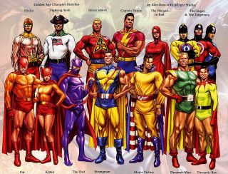 Superheroes standing line names chests - dave gibbons free wallpaper