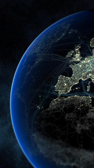 Satellite image europe night lights - cable wire free wallpaper for mobile