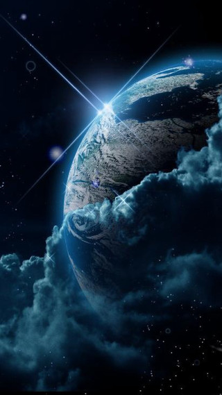 Earth space view bright star 3 - free space wallpaper
