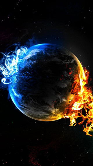 Planet fire smoke core blue - apocalyptic free wallpaper for mobile