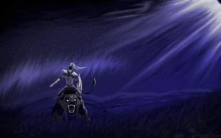 Person riding horse night sky - the horizon free wallpaper for desktop