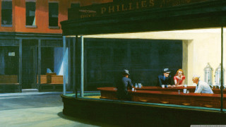 American scene outdoor table figures - edward hopper and james gilleard free wallpaper for desktop