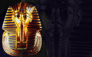 Golden mask black background bw - egyptian art free wallpaper
