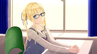 Girl glasses desk window green - a green chair free wallpaper